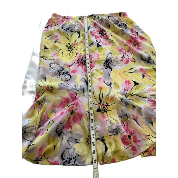 Tanjay Yellow Floral Print Ruffled Hem Elastic Waistband Peasant Skirt Size 16 - Picture 11 of 12